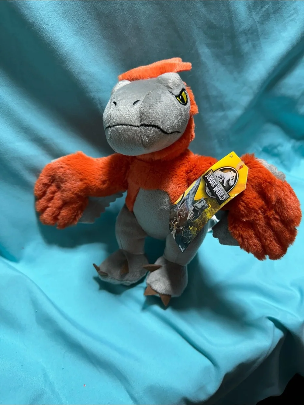 Jurassic World Pyroraptor Orange & Gray Plush Dino Toy - Soft Small Plush
